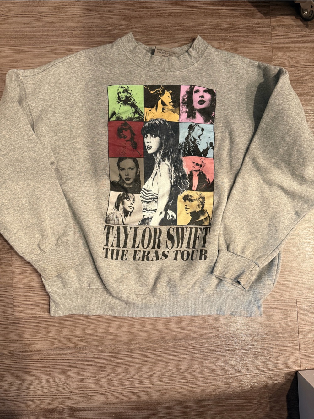 Taylor Swift The Eras Tour Graphic Logo Gray Cotton Fleece Crewneck S
